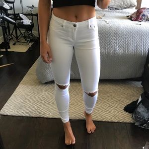 Mid rise white jeans